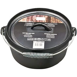 Чавунний казан Spetebo Dutch Oven 25 см з ручкою для відкритого вогню, каструля для приготування на багатті