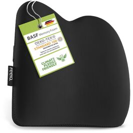 Подушка для спини Feela® з ефектом пам'яті для автокрісла та офісного стільця (чорна) | Ортопедична підтримка спини для комфорту та правильної постави