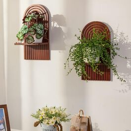 Полиця настінна дерев'яна Boho Wandregal: декор для дитячої, вітальні, спальні. Дерев'яні полички для рослин, настінні полиці малі (Коричневий)