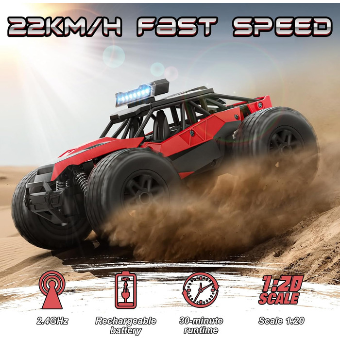 Радіокерований позашляховик Monster Truck для дітей та хлопчиків 6-12 років, чорний, 2.4GHz пульт, подарунок