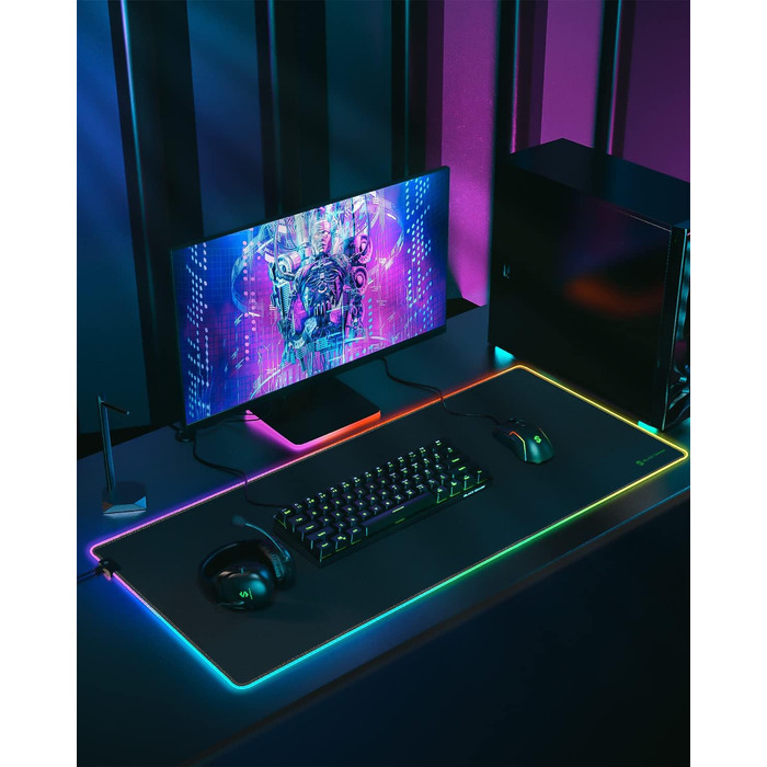 Ігрова мишка Pad Black Shark XXL 1200 x 600 мм - великий килимок для миші з водовідштовхувальним покриттям та антиковзною основою. Аксесуар для геймінгу Manta P4 (RGB)