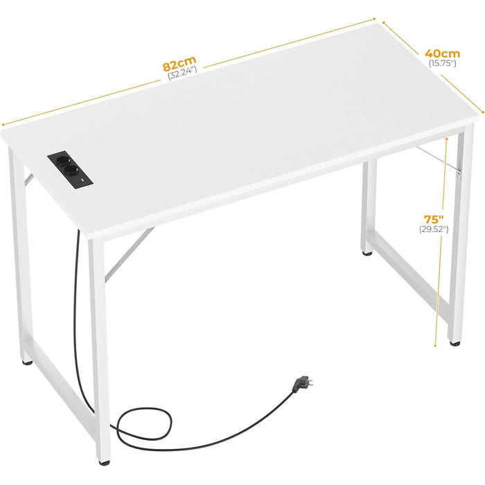 Ігровий стіл iSunirm з LED підсвіткою, розетками та USB портами, білий 80x40x75 см