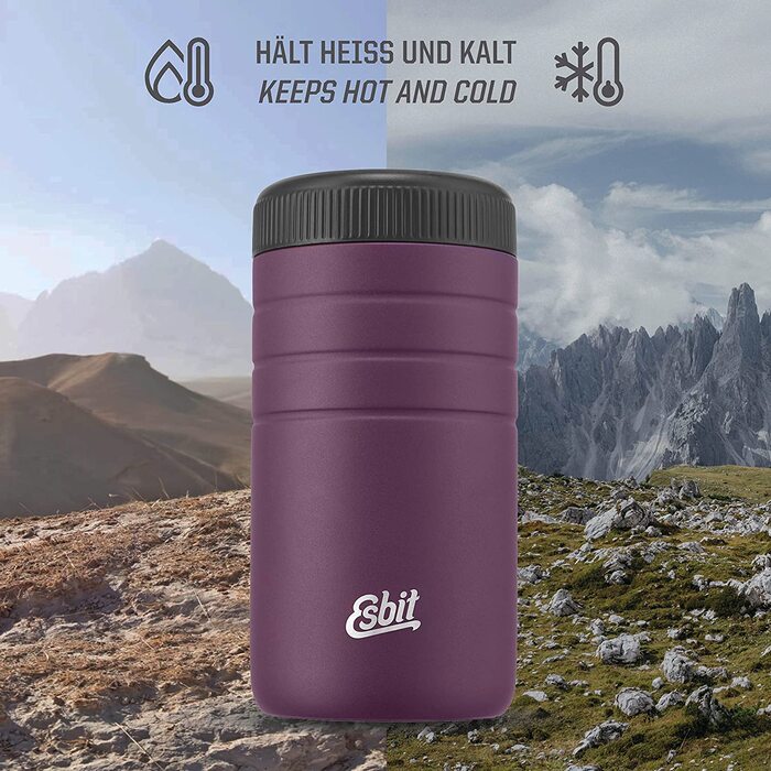 Термос для їжі Esbit Majoris з нержавіючої сталі, 550 мл, BPA-free, для гарячих страв та супів, чорний і сріблястий