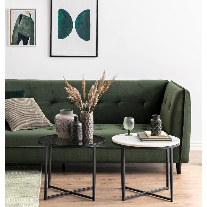 Скляний круглий журнальний столик AC Design Furniture Gurli, 55x55x45 см, прозорий/чорний, метал та скло