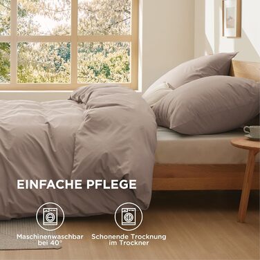 BEDSURE Комплект постільної білизни 135x200, бавовна, 4 частини - комплект постільної білизни, 2 наволочки 80x80 см, Oeko-Tex, Salbei (Хакі)