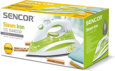 Парова праска SENCOR SSI 8440GR, 2200 Вт, керамічна підошва, зелена