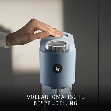 Автоматичний сифон для води WMF Element One зі сталі, світло-блакитний — газовий сифон для створення газованої води з 3 рівнями інтенсивності