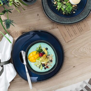 Обідні тарілки Villeroy & Boch Lave Bleu 6 шт, 28 см, круглі, унікальна глазур, скандинавський дизайн, синє кам'яне литво
