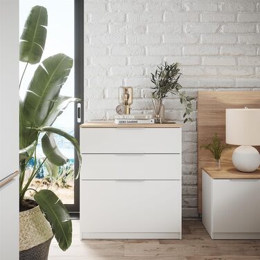 Комод Vicco Betti 80x90 см, білий/сонома, з 3 шухлядами