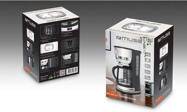 Кавоварка MUSE MS-220 SC з глечиком, 10 чашок, нержавійка, бежевий, аналогова індикація, функція підігріву