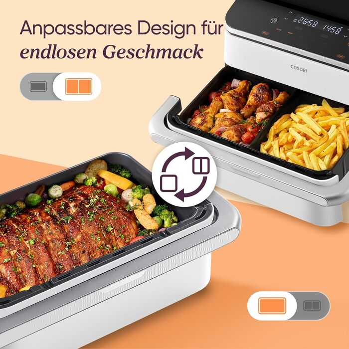Фритюрниця COSORI Dual Blaze TwinFry з 2 камерами, 10 л, з 4 нагрівальними елементами, чорна