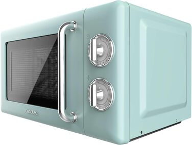 Мікрохвильова піч Cecotec Proclean 3110 Retro Green: механічна, 700 Вт, 6 рівнів, таймер до 30 хв, розморожування, зелений колір, ретро-дизайн