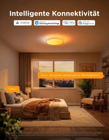 Стельовий світильник Govee RGBICWW Pro LED, 55W, 4800лм, диммований, круглий, Ø45.5см