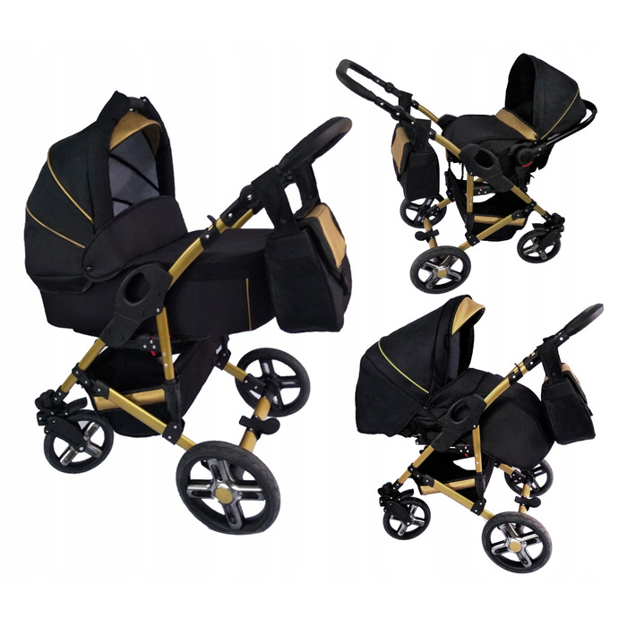 Дитячий візок X-Trall Pram 3в1, чорно-золотий