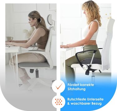 DYNMC Sitzring середньої жорсткості H3, сірий, ергономічний, ортопедична подушка для сидіння, проти геморою, розроблена з фізіотерапевтами, полегшує біль у куприку, підвищує комфорт