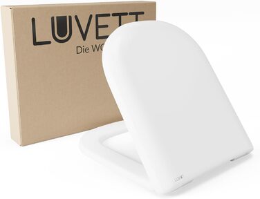Унітазне сидіння LUVETT D900 D-форма, дюропласт, SoftClose, EasyClean, легкий монтаж, біле, вироблено в ЄС