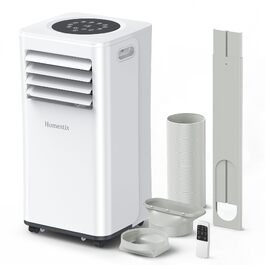 Мобільний кондиціонер 9000 BTU 4-в-1: охолодження, осушення, вентиляція, таймер на 24 год, білий