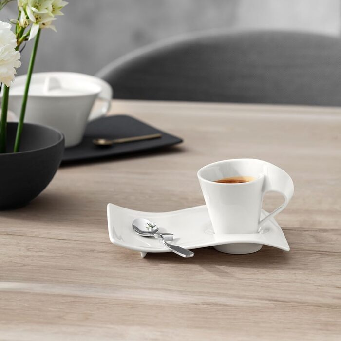 Набір кавовий Villeroy & Boch NewWave Premium Cappuccino,  білий, для кавоварки, сумісний з миючим засобом та мікрохвильовою піччю, хвильовий дизайн