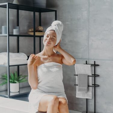 Підлогова вішалка для рушників Relaxdays, 3 металеві перекладини, 83x39x18 см, чорна, стійка для одягу і душових рушників у ванну кімнату