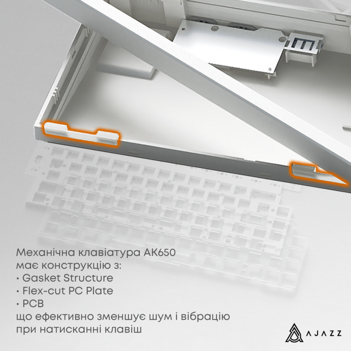 Бездротова механічна клавіатура Ajazz AK650 Flying Fish Switch - Black (AK650-FF-BGY)