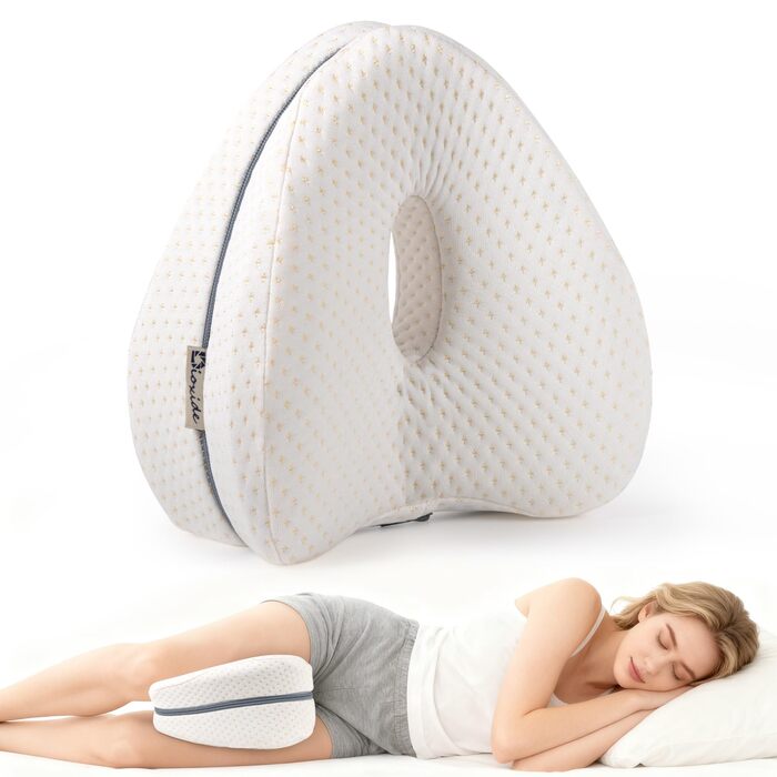 Подушка для ніг та стегон Dioxide для тих, хто спить на боці, з memory foam. Підтримка ніг, колін, стегон, спини та для вагітних. Білий колір.