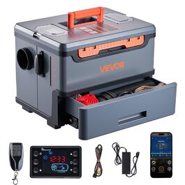 Дизельний опалювач VEVOR 8 кВт, 12/24V, портативний, з Bluetooth, пультом ДУ та LCD, 5л бак, для вантажівок та автодому