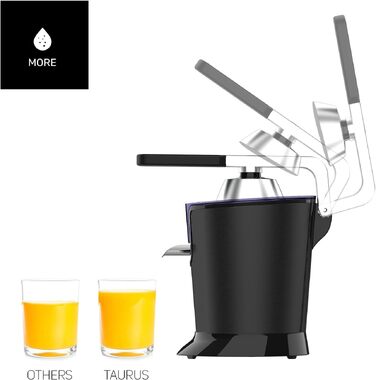 Citrus Press Taurus Easy Press 1000 Legend 1000W Електрична соковижималка для цитрусових з нержавіючої сталі, 650 мл, без BPA, чорна