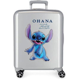 Дорожня валіза Disney 100 Stitch сіра, 40x55x20 см, жорсткий ABS, TSA-замок, 38,4 л, 2 кг, 4 подвійні колеса
