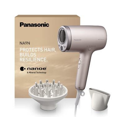Фен для волосся Panasonic EH-NA9N-E825 nanoe™ та мінеральні іони, 1600 Вт, з інтелектуальними сенсорами та режимами для шкіри обличчя та голови, колір Greige
