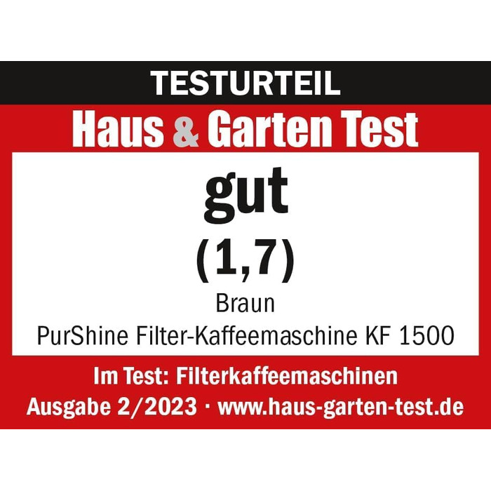 Кавоварка Braun PurShine KF 1500 WH фільтраційна, 10 чашок, скляний глечик, OptiBrew, авто вимкнення, 1000 Вт, біла