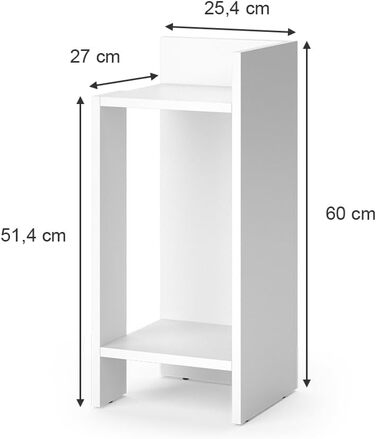 Журнальний стіл Vicco Kian білий 25x60 см, для вітальні, компактний