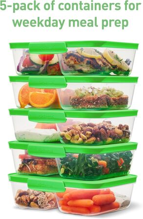 Набір контейнерів для їжі Nest IT Meal Prep | 5 шт, 1.9 л, 3 відділення, зелені