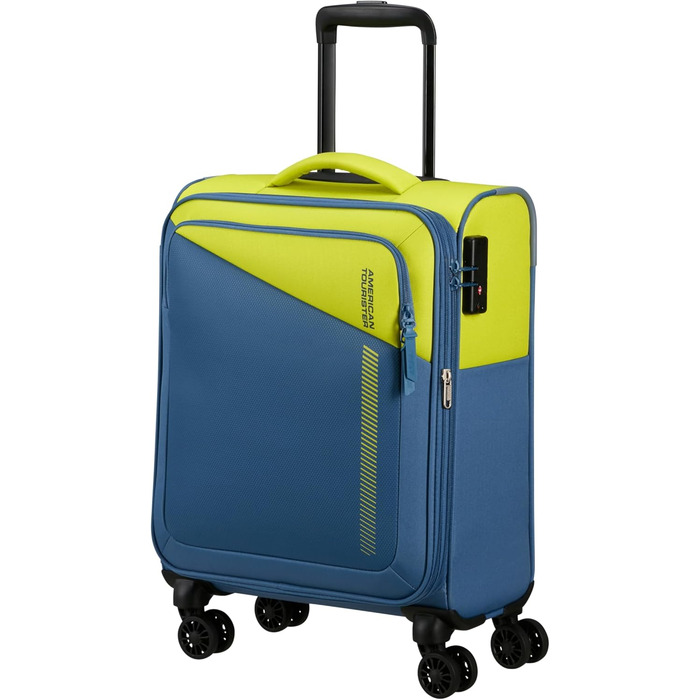 Валіза American Tourister Daring Dash Spinner S, розширювана, 55 см, 39/46 л, зелено-синя, ручна поклажа