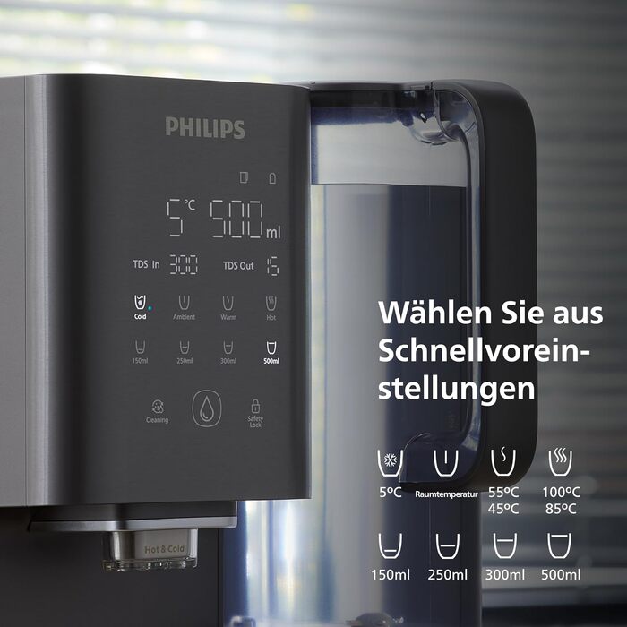 Фільтр для води зворотного осмосу Philips ADD6921DG/10 з охолодженням та підігрівом - видаляє до 110 забруднень, термін служби фільтра 1 рік