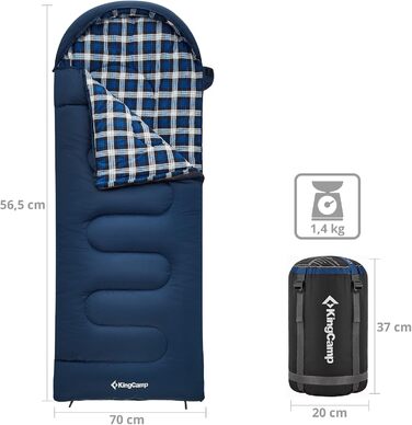 Дитячий зимовий спальний мішок KingCamp Cloud 300 XL, широкий, бавовна