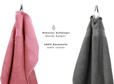 Набір рушників Betz CLASSIC 10 шт., 100% бавовна, для душу, рук, гостей і мила, рожевий та антрацитовий