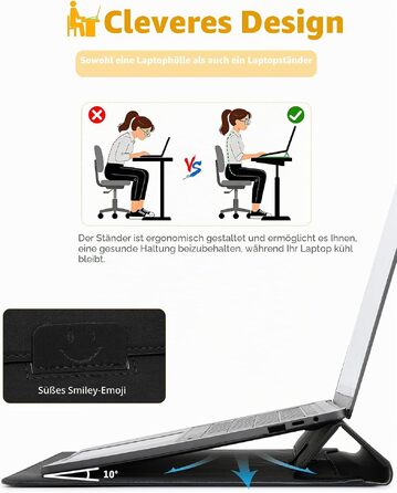 Чохол-сумка для MacBook 15 дюймів з підставкою, захисний кейс HYZUO, чорний
