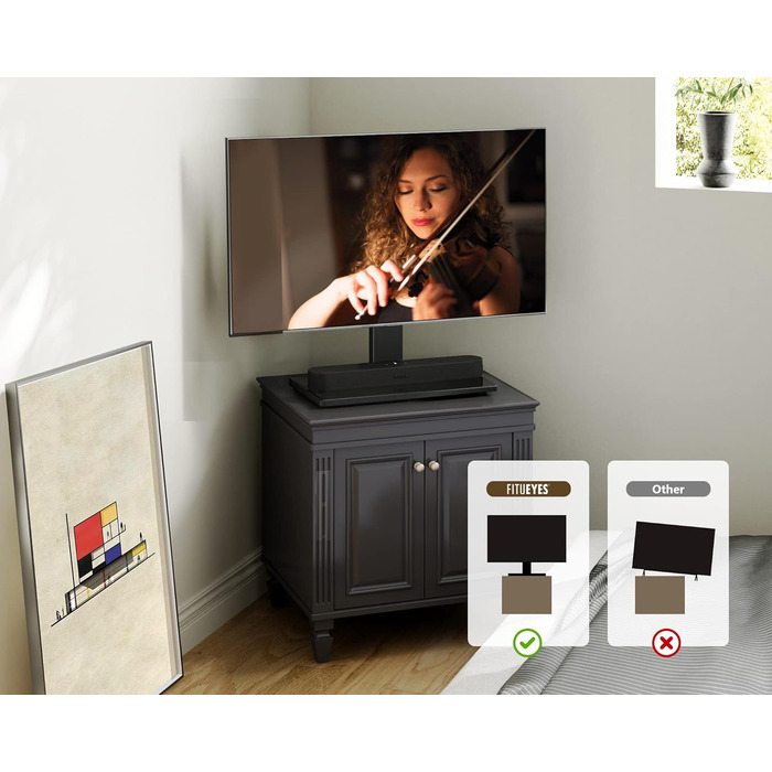 Підставка для телевізора FITUEYES 27-55'' LCD LED OLED Plasma, регульована висота, VESA 400x400 мм, до 40 кг, для плоских і вигнутих екранів