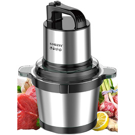 М'ясорубка-подрібнювач Sokany SK-7028 800W з чашею 4л, електричний подрібнювач для м'яса, овочів, фруктів з 2 швидкостями та 4 лезами