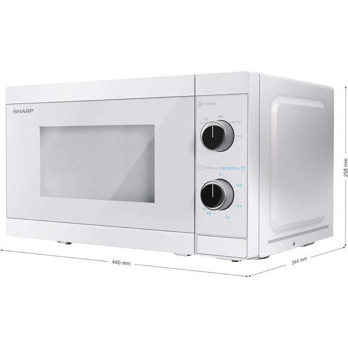 Мікрохвильова піч SHARP MS01E-C, 800 Вт, 5 режимів, функція розморожування, 440x258x344 мм, кристально-біла