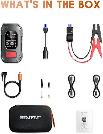 Пусковий пристрій Jump Starter 7500A з компресором 180 PSI та Powerbank 24000mAh для бензинових та дизельних авто (до 10.0L), PD65W, LED-дисплей
