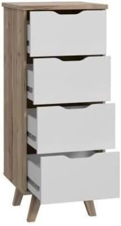 Комод FORTE VANKKA з 4 шухлядами, ДСП, дуб планкований/білий, 45x109x42 см