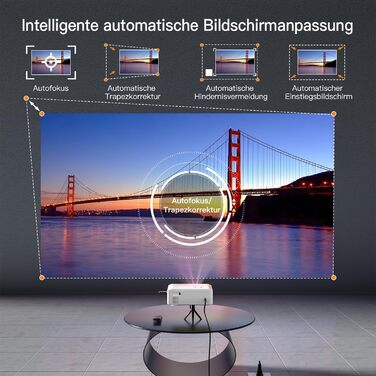 Смарт-проектор XuanPad White 4K підтримка, 1080P Native, 20000 Люмен, WiFi, Bluetooth, портативний міні-бемер з 360° підставкою (Ivory)
