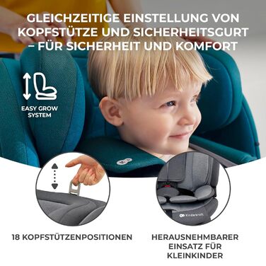 Дитяче автокрісло Kinderkraft ONETO3 I-SIZE 76-150 см, 9-36 кг, з Isofix, регульованим підголівником, 5-точковими ременями безпеки, чорне
