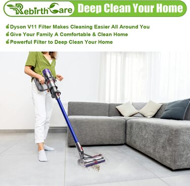 Комплект з 3 фільтрів Rebirthcare для пилососів Dyson V11 SV17 SV14 SV22 Absolute, Pro, Animal, Torque Drive, Total Clean, змінний HEPA фільтр, сумісний з Dy-970013-02, 97001302, V11-3pcs