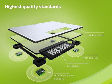 Електронна вага для людей Soehnle Style Sense Safe 300 з великою LCD, нержавіюча сталь, антивідбиткова поверхня