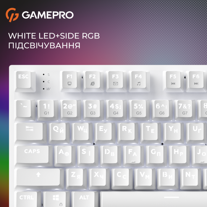 Дротова механічна клавіатура GamePro Genesis Joker (MK124W) 87% Red switches