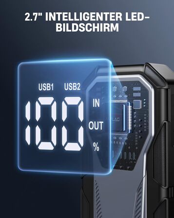 Портативний пусковий пристрій Powerbank для автомобіля, 8000A, 12V, для бензинових та дизельних двигунів, Jump Starter з LED, USB зарядка 3.0 BD40
