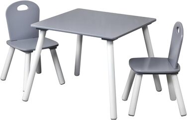 Дитячий стіл з 2 стільцями Kesper, МДФ, 55x55x45 см, білий/сірий