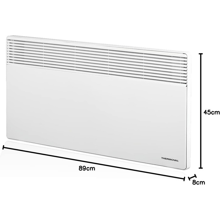Електричний конвектор Thermoval TX 2500, 2,5 кВт, IP20, підлоговий або настінний електрообігрівач для дому та офісу, білий
